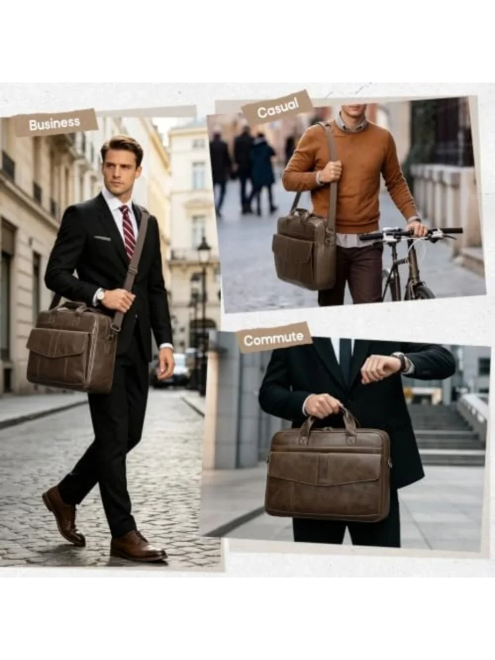 Stylish PU Leather Messenger Bag for Men - 16